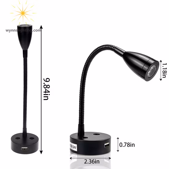Tianhua Europäische leichte, verstellbare 3-Dimmer-Helligkeit, faltbare 3AAA-Batterie, LED-Nagellicht, Lesetischlampe mit USB-Anschluss und Ladegerät