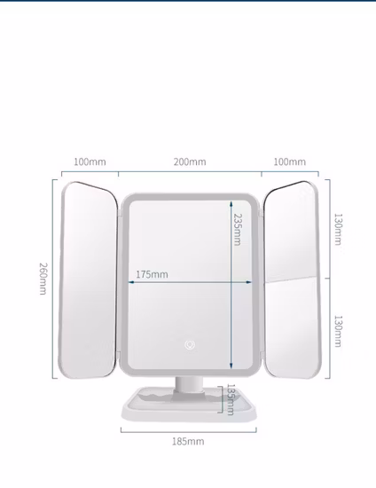 Direkt ab Werk tragbarer Kosmetikspiegel mit 1/2/3-facher Vergrößerung, 3 klappbare LED-Licht-Touch-Desktop-Make-up-Spiegel-Lampe, Kosmetik