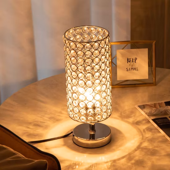 LED-Tischlampe aus Kristallglas, elegante Nachttischlampe für Schlafzimmer, Innendekoration, ohne Glühbirne