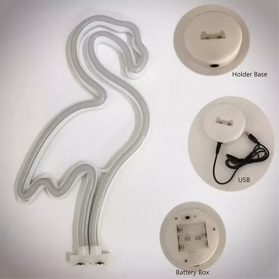 LED-Neon-Tischlampe mit Basis-Batteriekasten und USB