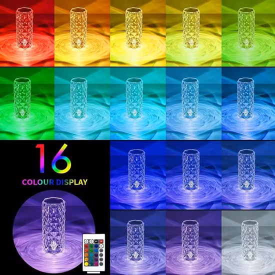 Helius 16 farbwechselnde RGB Touch wiederaufladbare LED-Kristall-Nachttischlampe